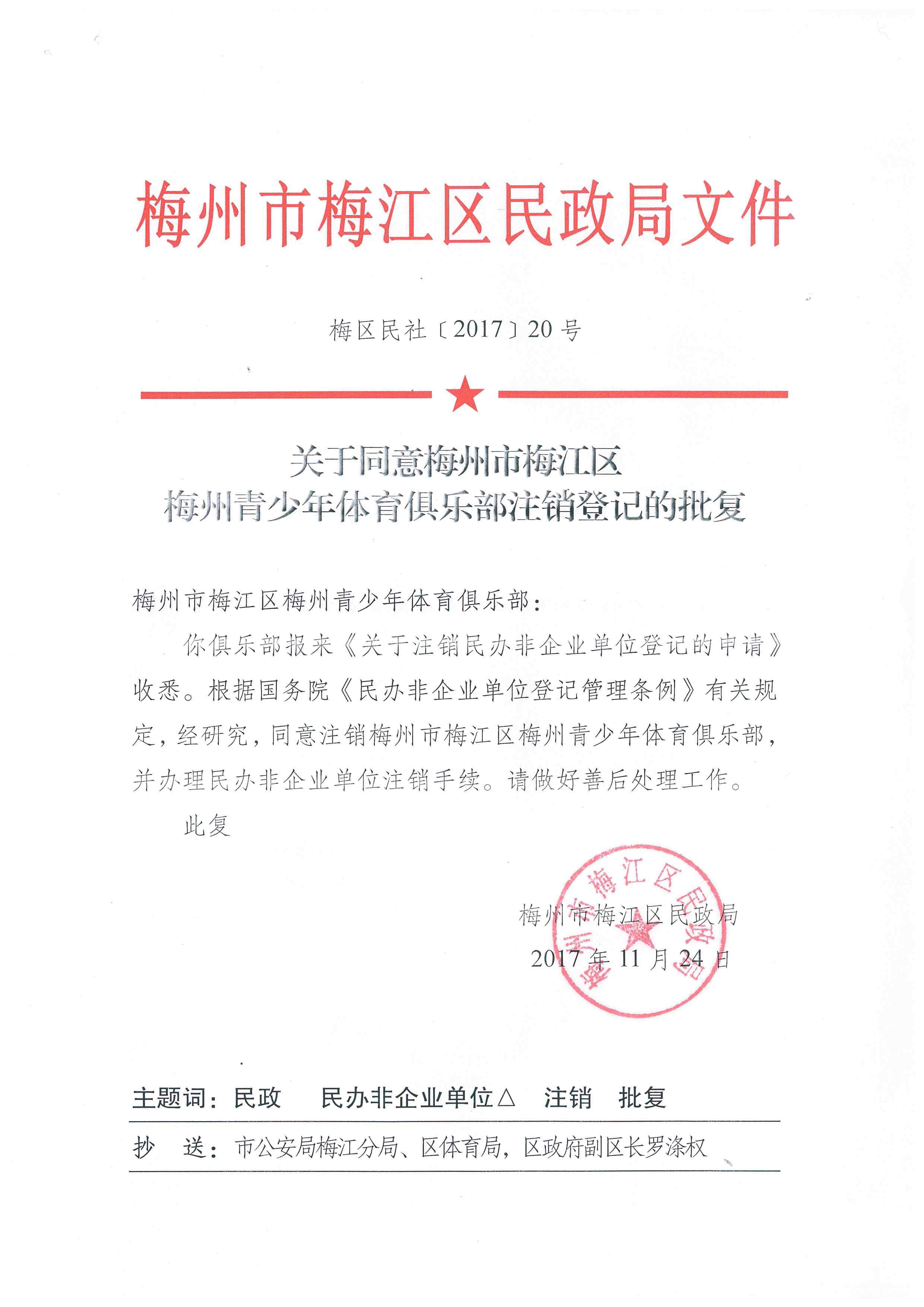 關(guān)于同意梅州市梅江區(qū)梅州青少年體育俱樂(lè)部注銷登記的批復(fù)1.jpg